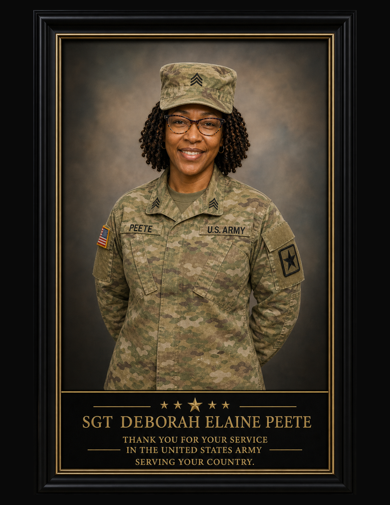 Custom Military Tribute Portrait Keepsake
