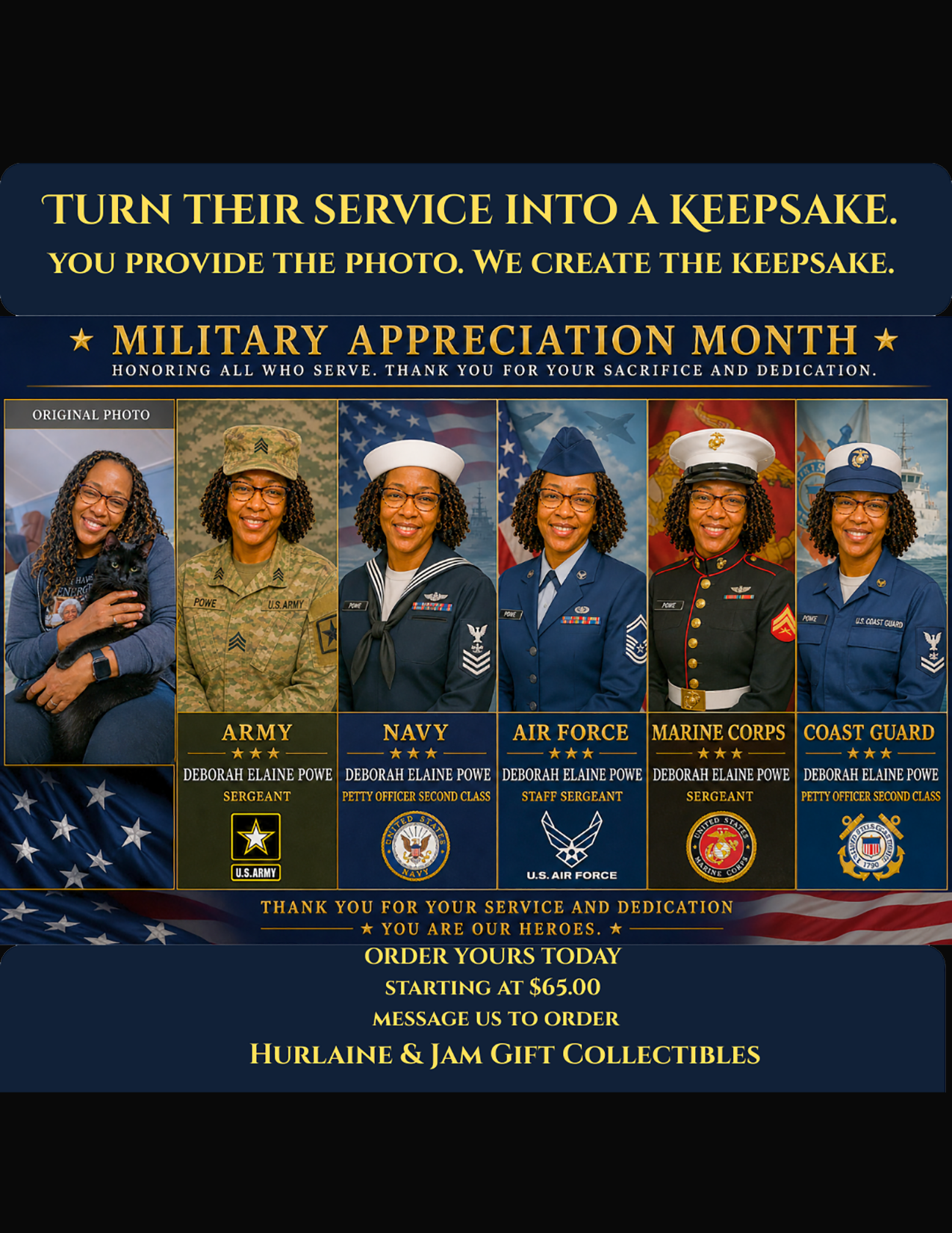 Custom Military Tribute Portrait Keepsake - Image 3